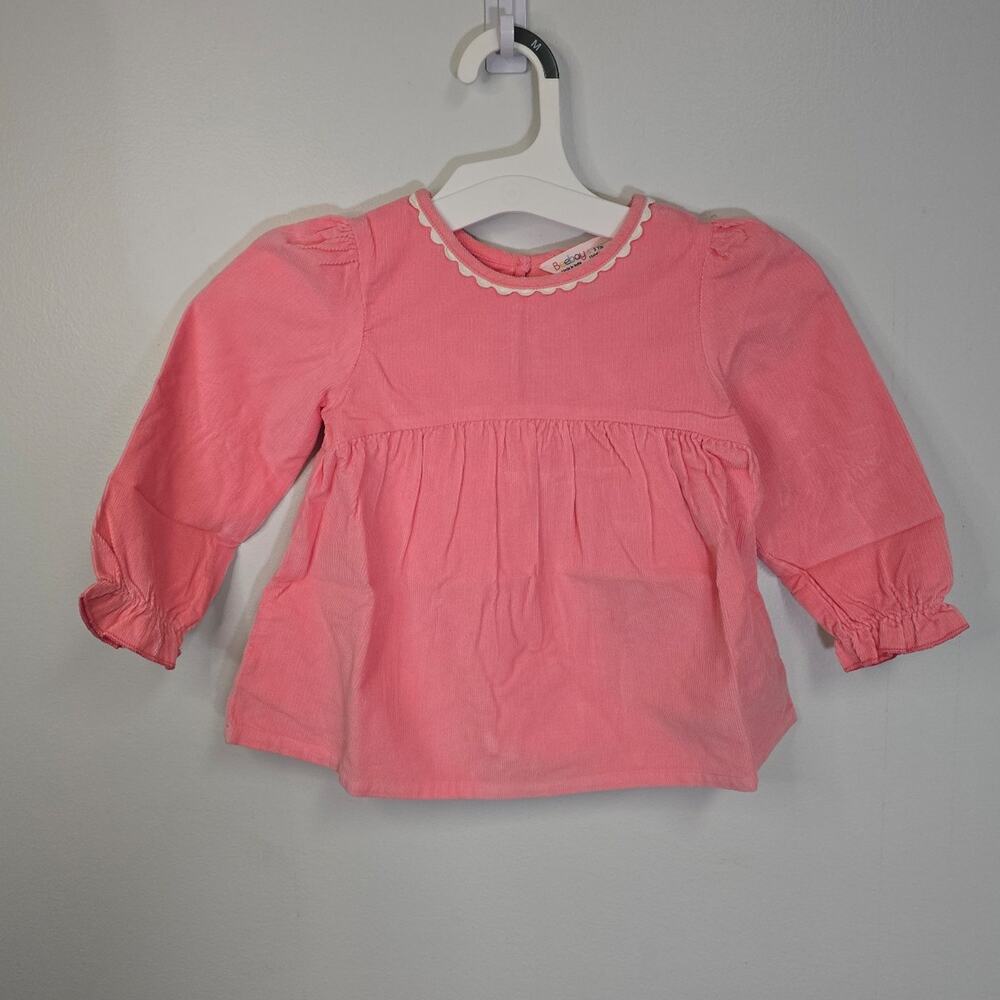 Beebay pink Corduroy ruffle long-sleeve top size 8 Years NWT